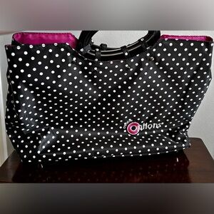 Creative Options Black White Polka Dots Pink Int. Knit Crochet Craft Carry Tote